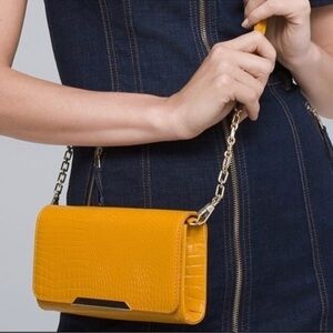 Honey Citrine Croc-embossed Clutch Crossbody Purse Bag White House Black Market